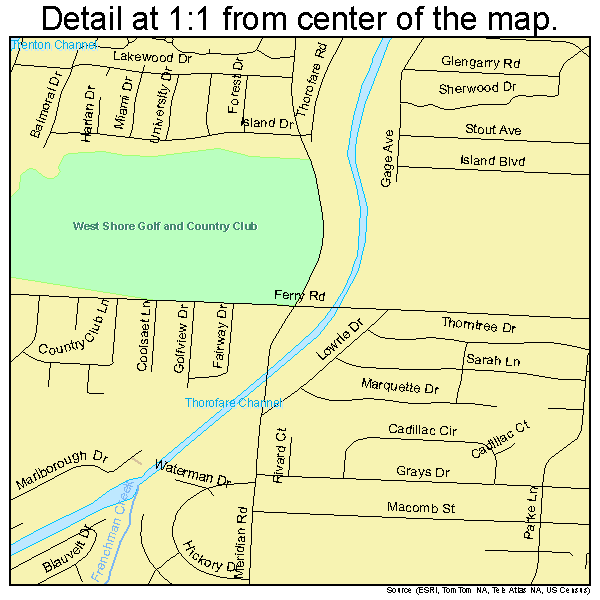 Grosse Ile, Michigan road map detail