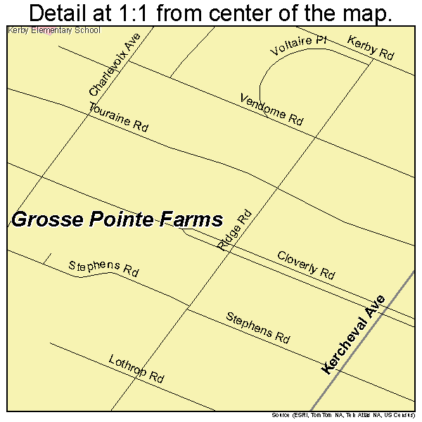Grosse Pointe Farms, Michigan road map detail