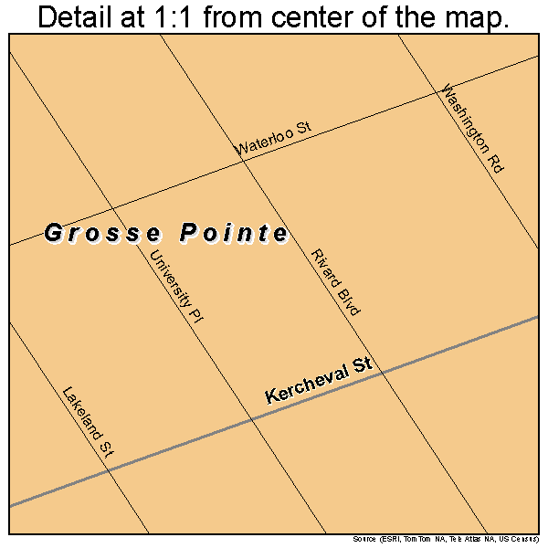 Grosse Pointe, Michigan road map detail