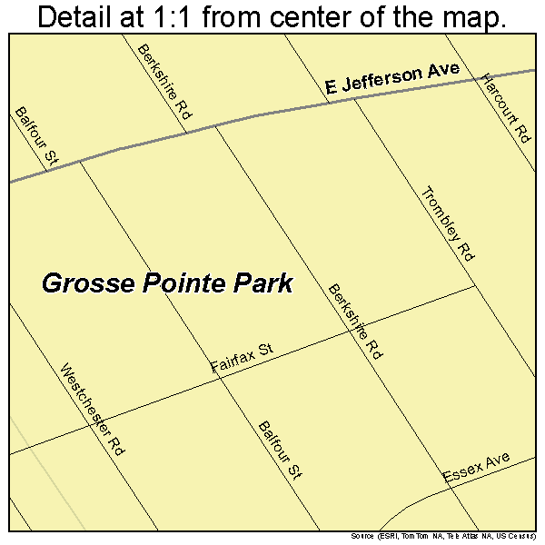 Grosse Pointe Park, Michigan road map detail