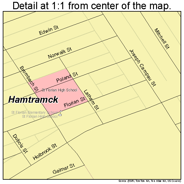 Hamtramck, Michigan road map detail