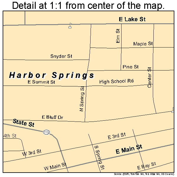 Harbor Springs, Michigan road map detail