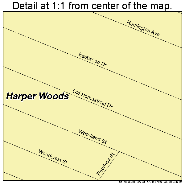 Harper Woods, Michigan road map detail