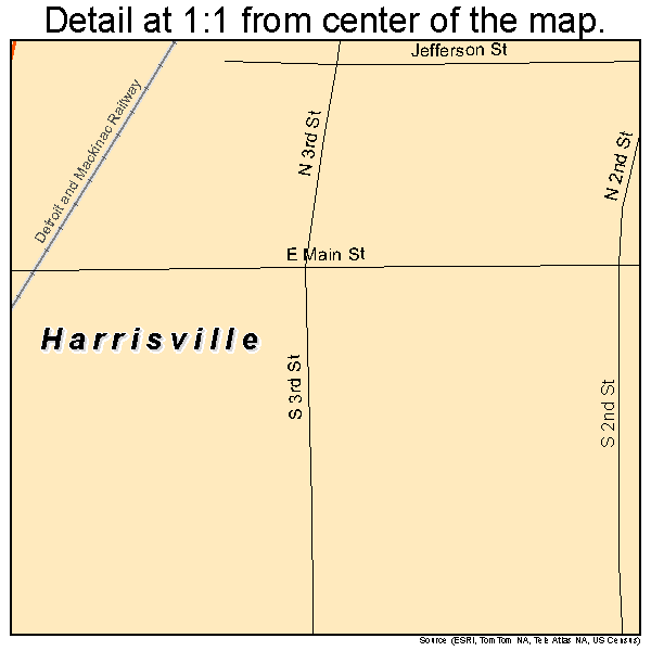 Harrisville, Michigan road map detail