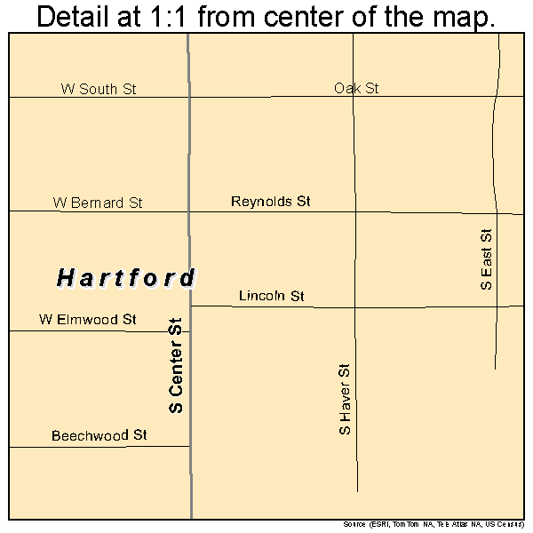 Hartford, Michigan road map detail