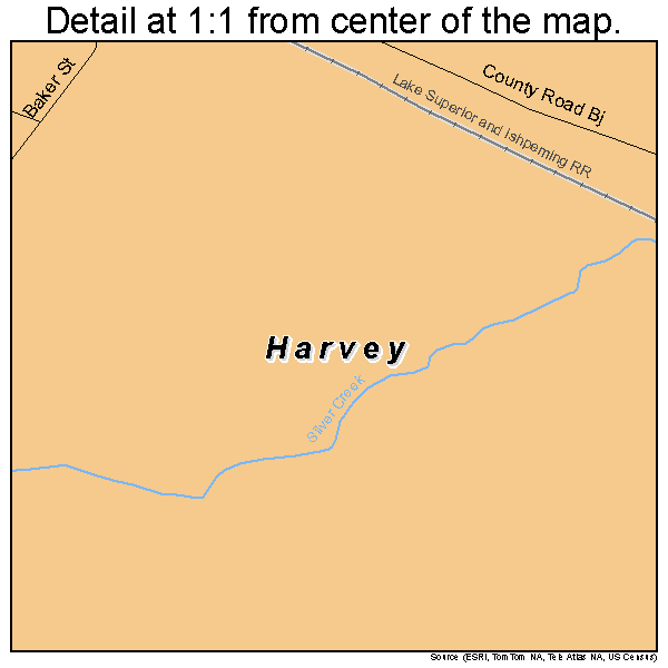 Harvey, Michigan road map detail