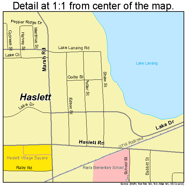 Haslett, Michigan road map detail