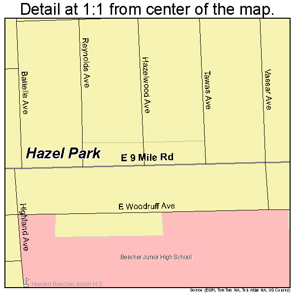 Hazel Park, Michigan road map detail