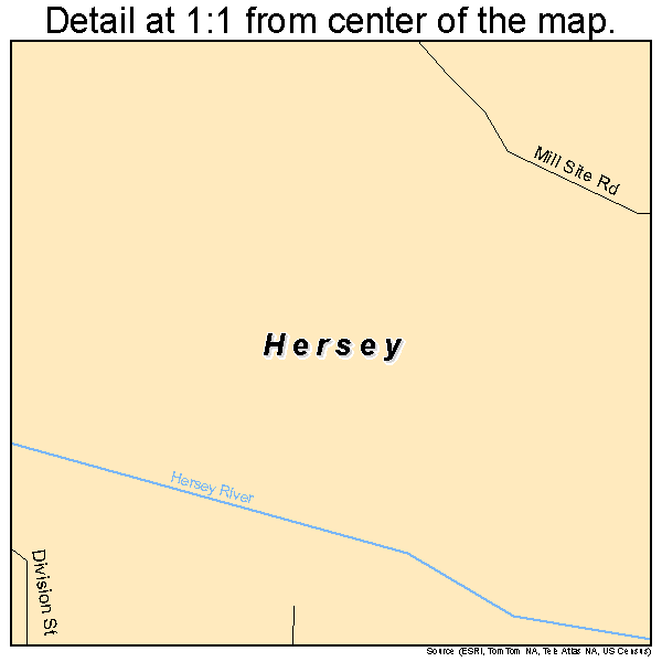 Hersey, Michigan road map detail