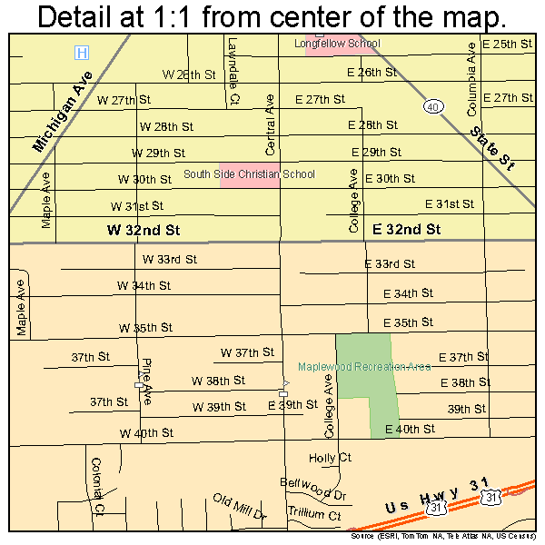Holland, Michigan road map detail
