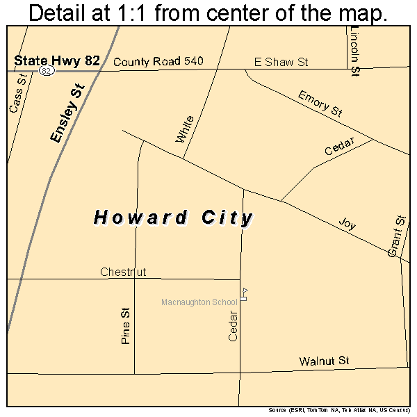 Howard City, Michigan road map detail