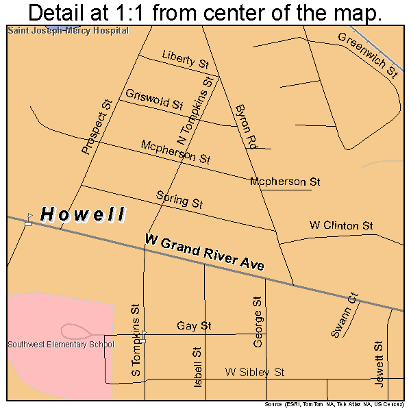 Howell, Michigan road map detail