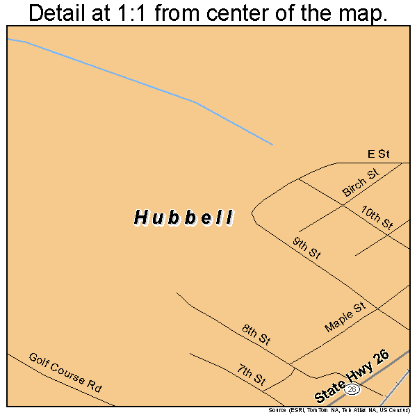 Hubbell, Michigan road map detail