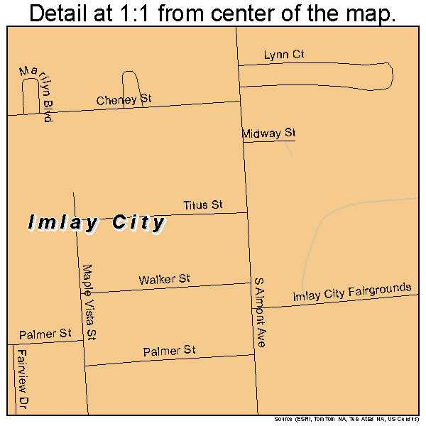 Imlay City, Michigan road map detail