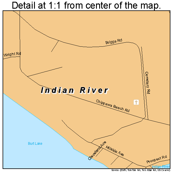 Indian River, Michigan road map detail