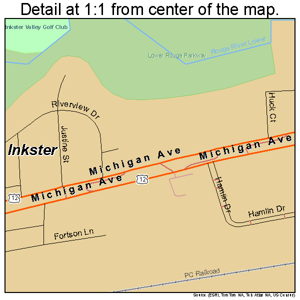 Inkster, Michigan road map detail