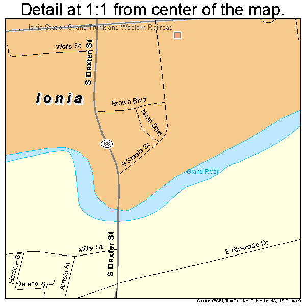 Ionia, Michigan road map detail