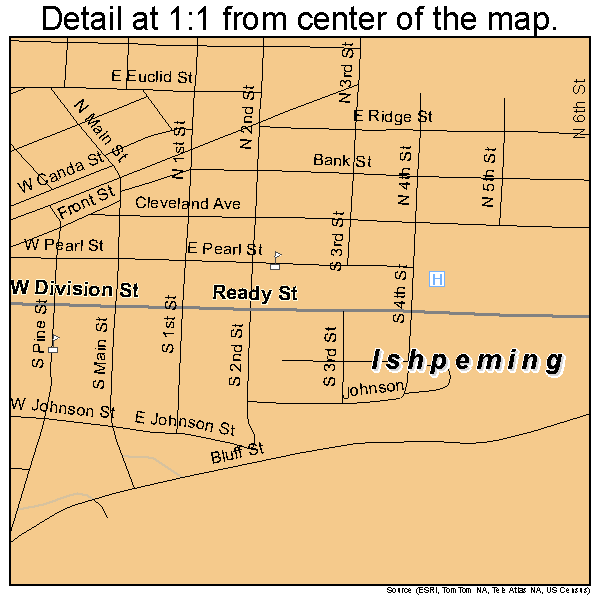 Ishpeming, Michigan road map detail