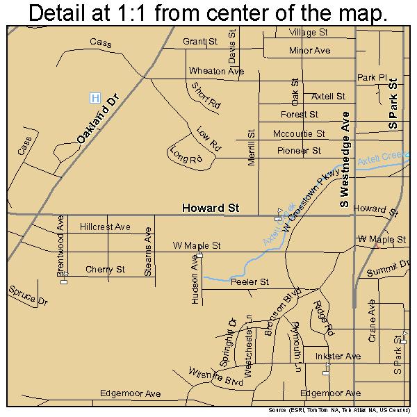 Kalamazoo, Michigan road map detail