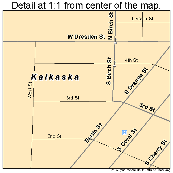 Kalkaska, Michigan road map detail