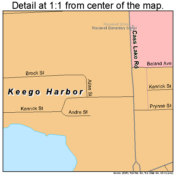 Keego Harbor, Michigan road map detail