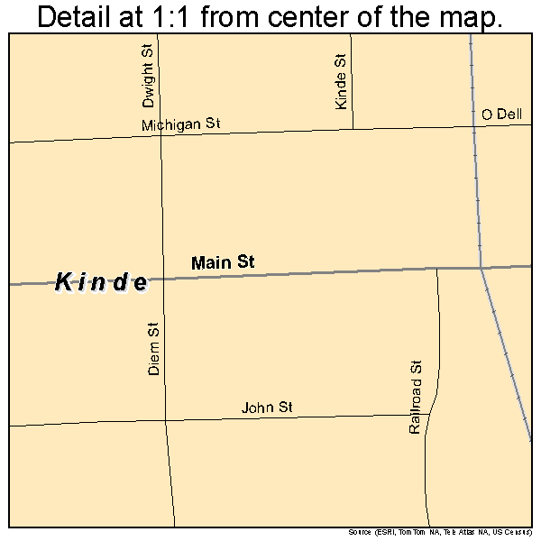 Kinde, Michigan road map detail