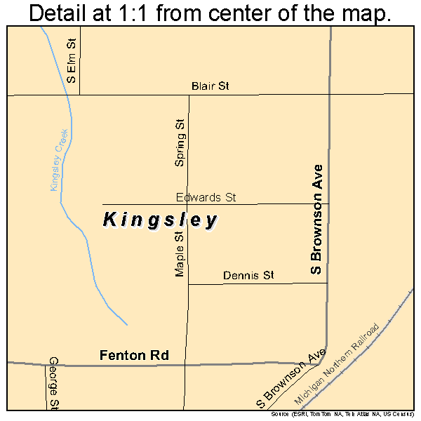 Kingsley, Michigan road map detail