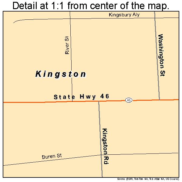 Kingston, Michigan road map detail