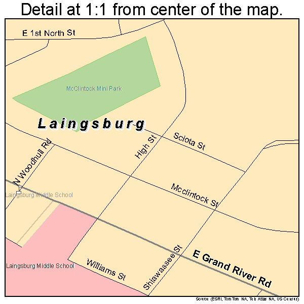 Laingsburg, Michigan road map detail