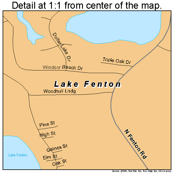 Lake Fenton, Michigan road map detail