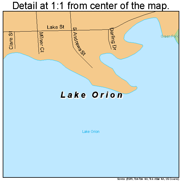 Lake Orion, Michigan road map detail