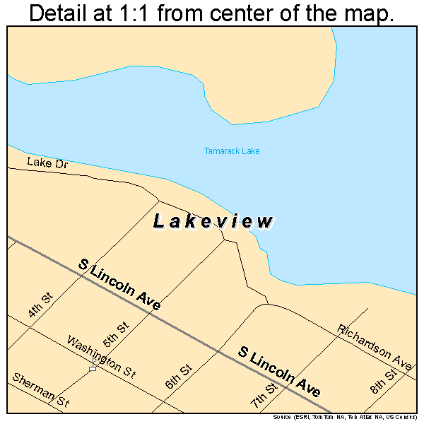 Lakeview, Michigan road map detail