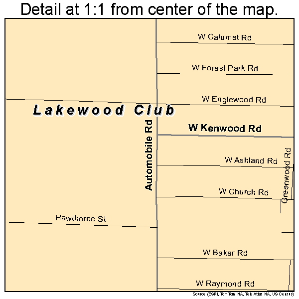 Lakewood Club, Michigan road map detail