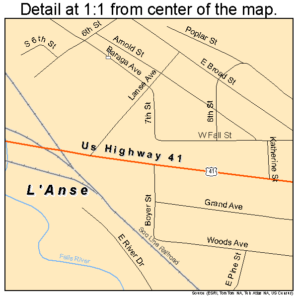 L'Anse, Michigan road map detail