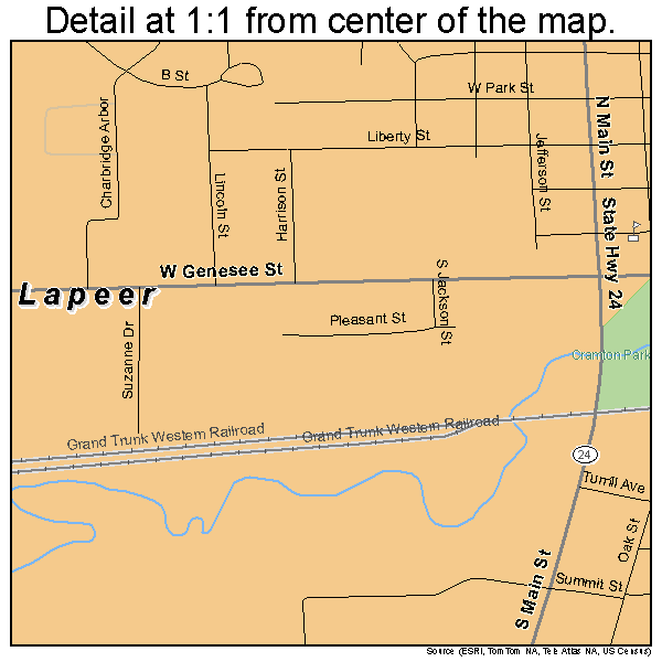 Lapeer, Michigan road map detail