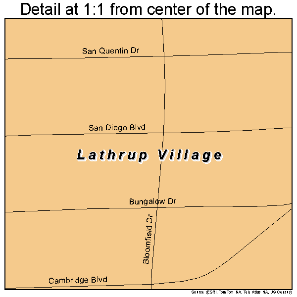 Lathrup Village, Michigan road map detail