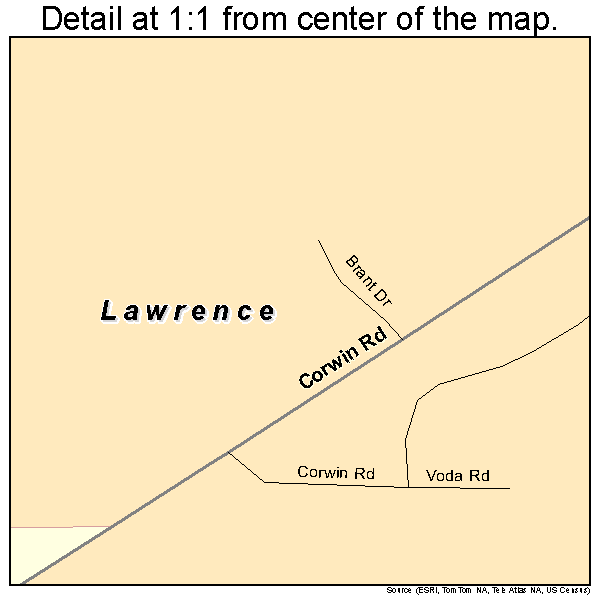 Lawrence, Michigan road map detail