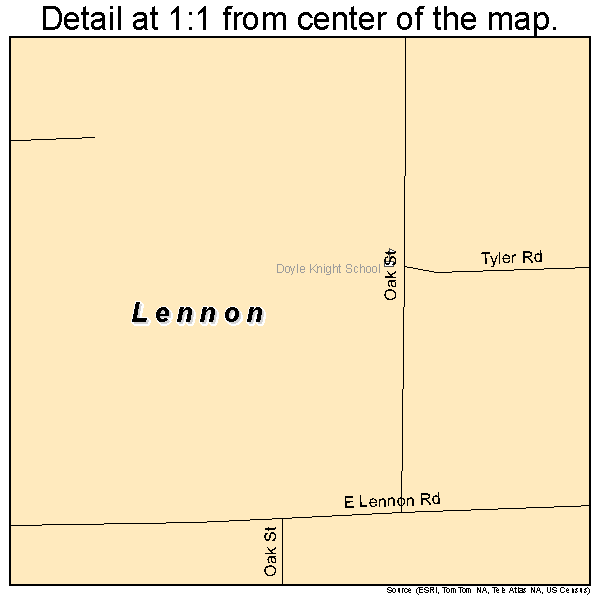 Lennon, Michigan road map detail