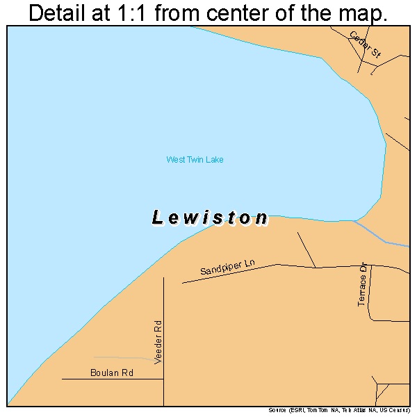 Lewiston, Michigan road map detail