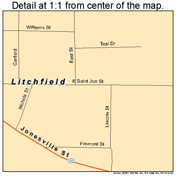 Litchfield, Michigan road map detail