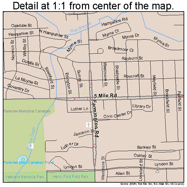 Livonia, Michigan road map detail