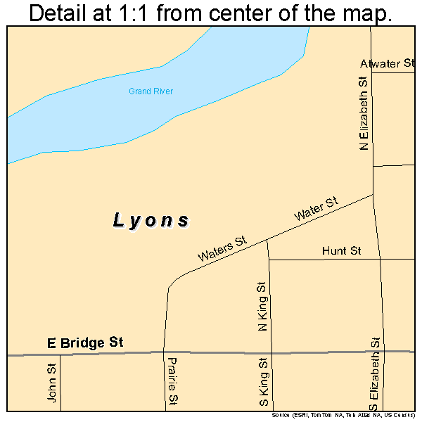 Lyons, Michigan road map detail