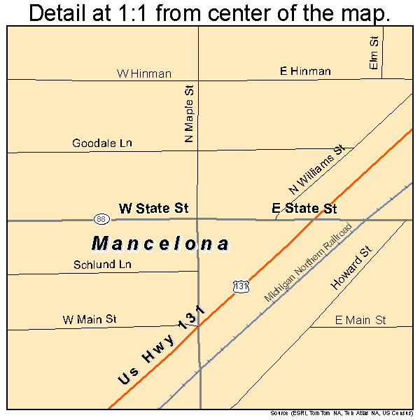 Mancelona, Michigan road map detail