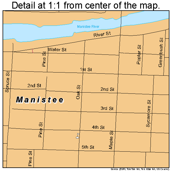 Manistee, Michigan road map detail