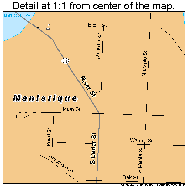 Manistique, Michigan road map detail