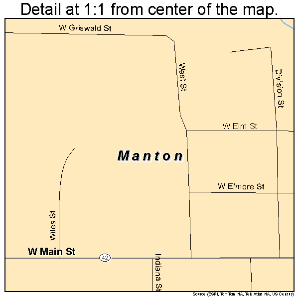 Manton, Michigan road map detail