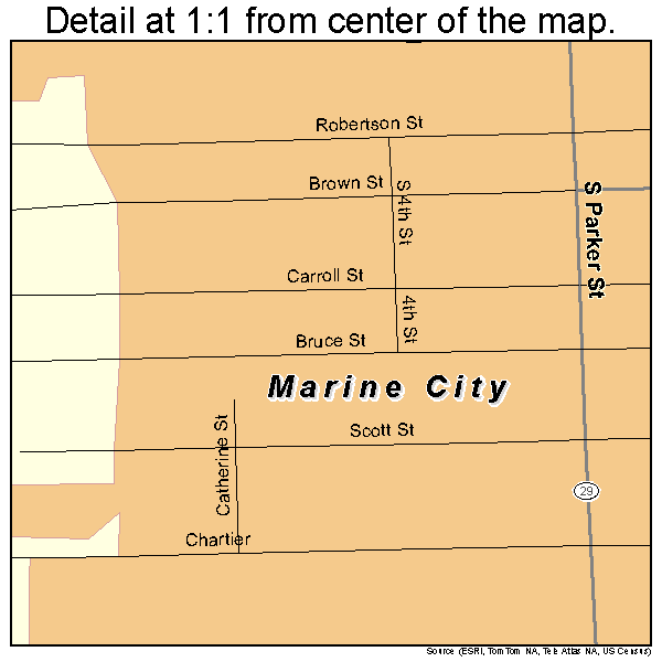 Marine City, Michigan road map detail