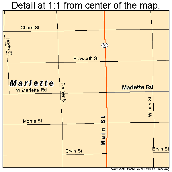 Marlette, Michigan road map detail
