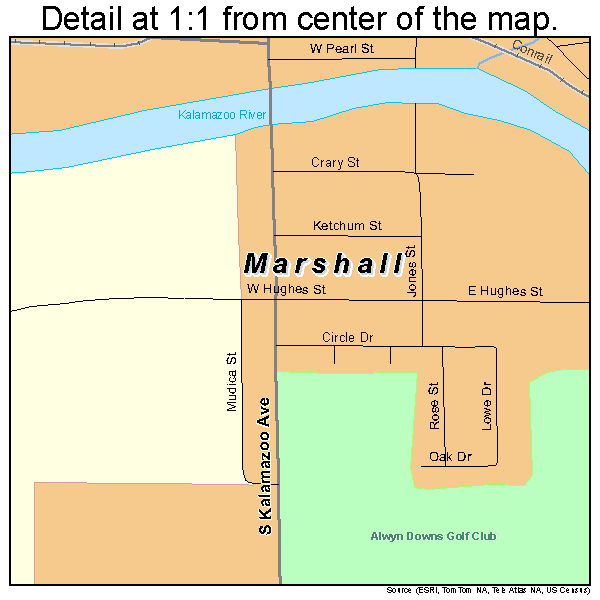 Marshall, Michigan road map detail