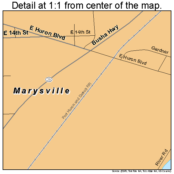 Marysville, Michigan road map detail